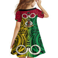 Vanuatu Family Matching Off Shoulder Short Dress and Hawaiian Shirt Pig Tusk Mix Maori Pattern and Namele Leaf LT03 - Polynesian Pride