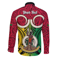 Personalised Vanuatu Family Matching Tank Maxi Dress and Hawaiian Shirt Pig Tusk Mix Maori Pattern and Namele Leaf LT03 - Polynesian Pride