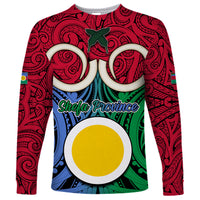 Vanuatu Shefa Province Long Sleeve Shirt Pig Tusk Mix Maori Pattern and Namele Leaf LT03 Unisex Red - Polynesian Pride