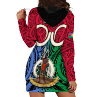 Personalised Vanuatu Shefa Province Hoodie Dress Pig Tusk Mix Maori Pattern and Namele Leaf LT03 - Polynesian Pride