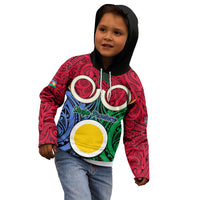 Personalised Vanuatu Shefa Province Kid Hoodie Pig Tusk Mix Maori Pattern and Namele Leaf LT03 - Polynesian Pride