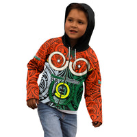 Personalised Vanuatu Penama Province Kid Hoodie Pig Tusk Mix Maori Pattern and Namele Leaf LT03 - Polynesian Pride