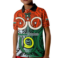 Personalised Vanuatu Penama Province Kid Polo Shirt Pig Tusk Mix Maori Pattern and Namele Leaf LT03 Kid Orange - Polynesian Pride