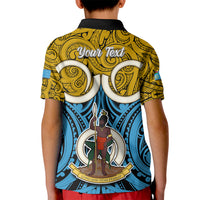 Personalised Vanuatu Sanma Province Kid Polo Shirt Pig Tusk Mix Maori Pattern and Namele Leaf LT03 - Polynesian Pride