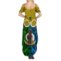 Vanuatu Malampa Province Family Matching Summer Maxi Dress and Hawaiian Shirt Pig Tusk Mix Maori Pattern and Namele Leaf LT03 - Polynesian Pride