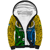 Personalised Vanuatu Malampa Province Sherpa Hoodie Pig Tusk Mix Maori Pattern and Namele Leaf LT03 Unisex Yellow - Polynesian Pride