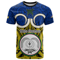 Vanuatu Torba Province T Shirt Pig Tusk Mix Maori Pattern and Namele Leaf LT03 Blue - Polynesian Pride