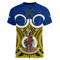 Vanuatu Torba Province Women V Neck T Shirt Pig Tusk Mix Maori Pattern and Namele Leaf LT03 - Polynesian Pride