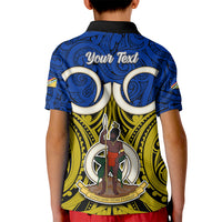 Personalised Vanuatu Torba Province Kid Polo Shirt Pig Tusk Mix Maori Pattern and Namele Leaf LT03 - Polynesian Pride