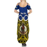 Personalised Vanuatu Torba Province Summer Maxi Dress Pig Tusk Mix Maori Pattern and Namele Leaf LT03 - Polynesian Pride