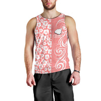Hawaii Kauai Island Men Tank Top Hibiscus Pattern Seamless Tribal Simple Pink Pastel LT03 - Polynesian Pride