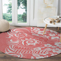 Hawaii Kauai Island Round Carpet Hibiscus Pattern Seamless Tribal Simple Pink Pastel LT03 - Polynesian Pride