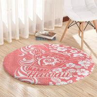Hawaii Kauai Island Round Carpet Hibiscus Pattern Seamless Tribal Simple Pink Pastel LT03 - Polynesian Pride