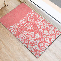 Hawaii Kauai Island Rubber Doormat Hibiscus Pattern Seamless Tribal Simple Pink Pastel LT03 - Polynesian Pride