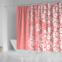Hawaii Kauai Island Shower Curtain Hibiscus Pattern Seamless Tribal Simple Pink Pastel LT03 - Polynesian Pride
