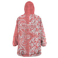 Hawaii Kauai Island Wearable Blanket Hoodie Hibiscus Pattern Seamless Tribal Simple Pink Pastel LT03 - Polynesian Pride