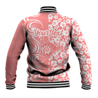 Custom Hawaii Kauai Island Baseball Jacket Hibiscus Pattern Seamless Tribal Simple Pink Pastel LT03 - Polynesian Pride