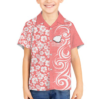 Custom Hawaii Kauai Island Family Matching Summer Maxi Dress and Hawaiian Shirt Hibiscus Pattern Seamless Tribal Simple Pink Pastel LT03 Son's Shirt Pink - Polynesian Pride