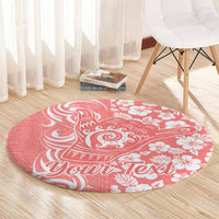 Custom Hawaii Kauai Island Round Carpet Hibiscus Pattern Seamless Tribal Simple Pink Pastel LT03 - Polynesian Pride