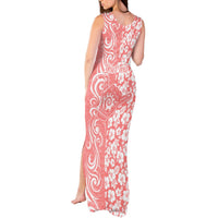 Custom Hawaii Kauai Island Tank Maxi Dress Hibiscus Pattern Seamless Tribal Simple Pink Pastel LT03 - Polynesian Pride