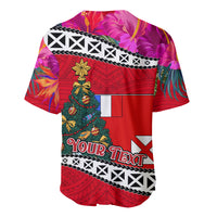 Custom Wallis and Futuna Christmas Baseball Jersey Santa Claus Holding Coat of Arms Polynesian Xmas Style LT03 - Polynesian Pride