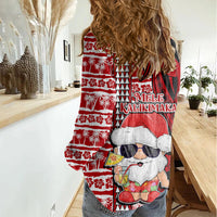Mele Kalikimaka Hawaii Christmas Women Casual Shirt Santa Claus Kakau Tribal Mix Polynesia Tattoo LT03 - Polynesian Pride