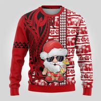 Custom Mele Kalikimaka Hawaii Christmas Ugly Christmas Sweater Santa Claus Kakau Tribal Mix Polynesia Tattoo LT03 - Polynesian Pride