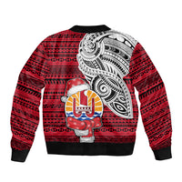 French Polynesia Christmas Bomber Jacket Santa Hold Seal with Polynesian Tribal Tattoo LT03 - Polynesian Pride