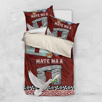 Mate Ma'a Tonga Bedding Set Haamonga a Maui and White Dove - Tongan Kupesi Ngatu LT03 US Twin 172cm x 218cm Red - Polynesian Pride