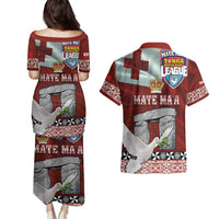 Mate Ma'a Tonga Couples Matching Puletasi and Hawaiian Shirt Haʻamonga ʻa Maui and White Dove - Tongan Kupesi Ngatu