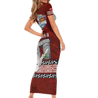 Mate Ma'a Tonga Family Matching Short Sleeve Bodycon Dress and Hawaiian Shirt Haʻamonga ʻa Maui and White Dove - Tongan Kupesi Ngatu