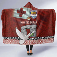 Mate Ma'a Tonga Hooded Blanket Haamonga a Maui and White Dove - Tongan Kupesi Ngatu LT03 One Size Red - Polynesian Pride