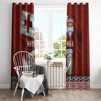 Mate Ma'a Tonga Window Curtain Haʻamonga ʻa Maui and White Dove - Tongan Kupesi Ngatu