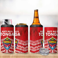 Mate Ma'a Tonga 4 in 1 Can Cooler Tumbler Double White Dove and Kupesi Ngatu Art Tattoo
