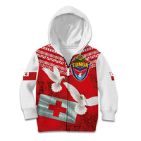 Mate Ma'a Tonga Kid Hoodie Double White Dove and Kupesi Ngatu Art Tattoo LT03 Zip Hoodie Red - Polynesian Pride