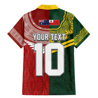 Custom Mate Ma'a Tonga and Australia Kangaroo Family Matching Mermaid Dress and Hawaiian Shirt Nation Seal with Mascot Aboriginal and Tongan Kupesi Ngatu Art