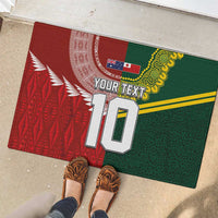 Custom Mate Ma'a Tonga and Australia Kangaroo Rubber Doormat Nation Seal with Mascot Aboriginal and Tongan Kupesi Ngatu Art LT03 - Polynesian Pride
