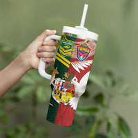 Custom Mate Ma'a Tonga and Australia Kangaroo Tumbler With Handle Nation Seal with Mascot Aboriginal and Tongan Kupesi Ngatu Art