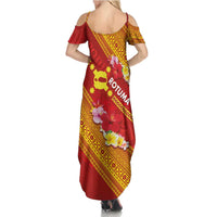Rotuma Island Family Matching Summer Maxi Dress and Hawaiian Shirt Fijian Tapa with Polynesian Art and Hibiscus