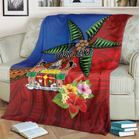 Personalised Fiji and Rotuma Together Blanket Fjian Masi and Pacific Pattern Mix Culture