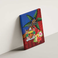 Personalised Fiji and Rotuma Together Canvas Wall Art Fjian Masi and Pacific Pattern Mix Culture
