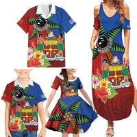 Personalised Fiji and Rotuma Together Family Matching Summer Maxi Dress and Hawaiian Shirt Fjian Masi and Pacific Pattern Mix Culture