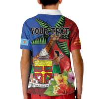 Personalised Fiji and Rotuma Together Kid Polo Shirt Fjian Masi and Pacific Pattern Mix Culture