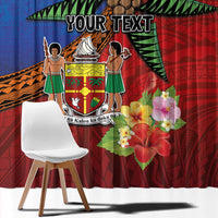 Personalised Fiji and Rotuma Together Window Curtain Fjian Masi and Pacific Pattern Mix Culture
