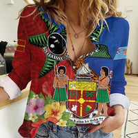 Personalised Fiji and Rotuma Together Women Casual Shirt Fjian Masi and Pacific Pattern Mix Culture