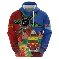Personalised Fiji and Rotuma Together Zip Hoodie Fjian Masi and Pacific Pattern Mix Culture