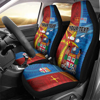 Personalised Fiji and Rotuma Together Car Seat Cover Tapa and Pacific Art Pattern with Cultural Emblems Half Style