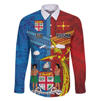 Personalised Fiji and Rotuma Together Family Matching Off The Shoulder Long Sleeve Dress and Hawaiian Shirt Tapa and Pacific Art Pattern with Cultural Emblems Half Style