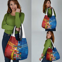 Personalised Fiji and Rotuma Together Grocery Bag Tapa and Pacific Art Pattern with Cultural Emblems Half Style