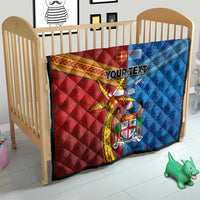 Personalised Fiji and Rotuma Together Quilt Tapa and Pacific Art Pattern with Cultural Emblems Half Style